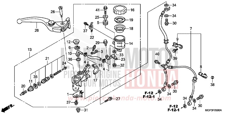 FRONT BRAKE MASTER CYLINDER (CBR1000RR/S) for CBR1000RR Fireblade PEARL SUNBEAM WHITE (NHA66EA) from 2012